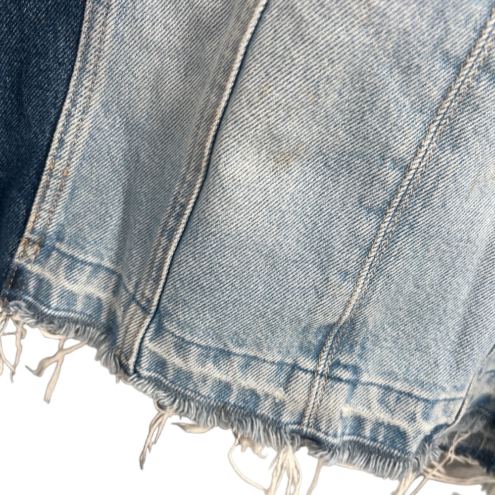 Zara Women’s Denim Dress Size L Two-Tone Sleeveless Raw Hem Distressed - Picture 3 of 7